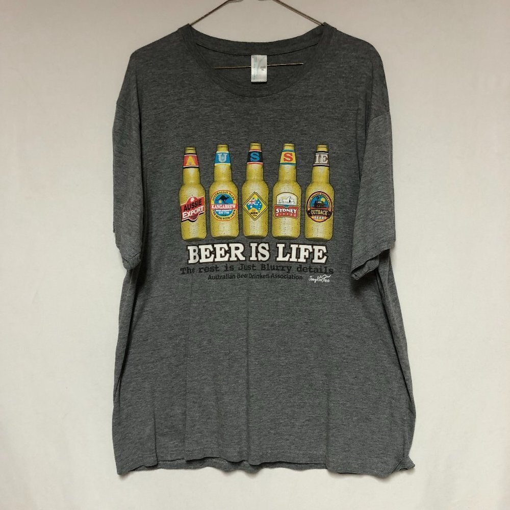 Australian Beer Is Life Grey T-Shirt Size XL Unisex